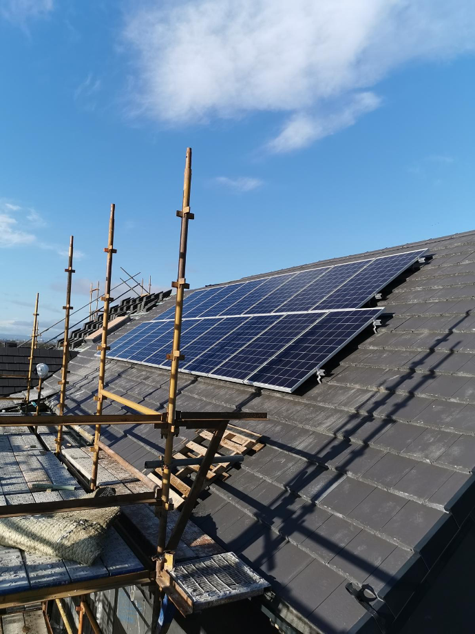 On-roof solar panels on tiles